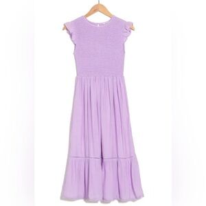 Capped Sleeve Lavender Flounce Dress
